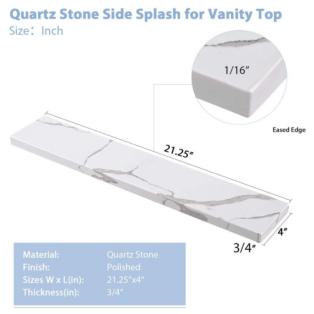 LANDOLT 21.25 in. W Quartz Vanity Sidesplash with Pattern in White (3)