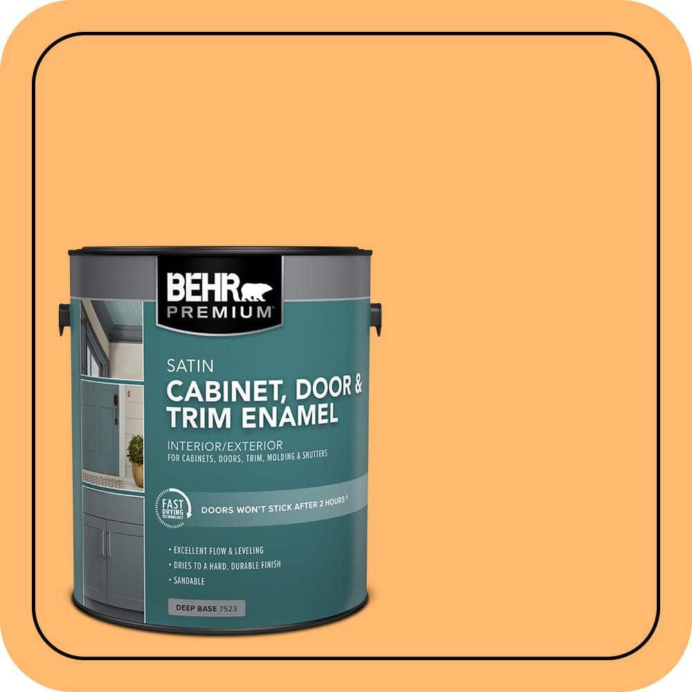 BEHR PREMIUM 1 gal. #P240-5 Cheese Puff Satin Enamel Interior/Exterior Cabinet, Door & Trim Paint (1)