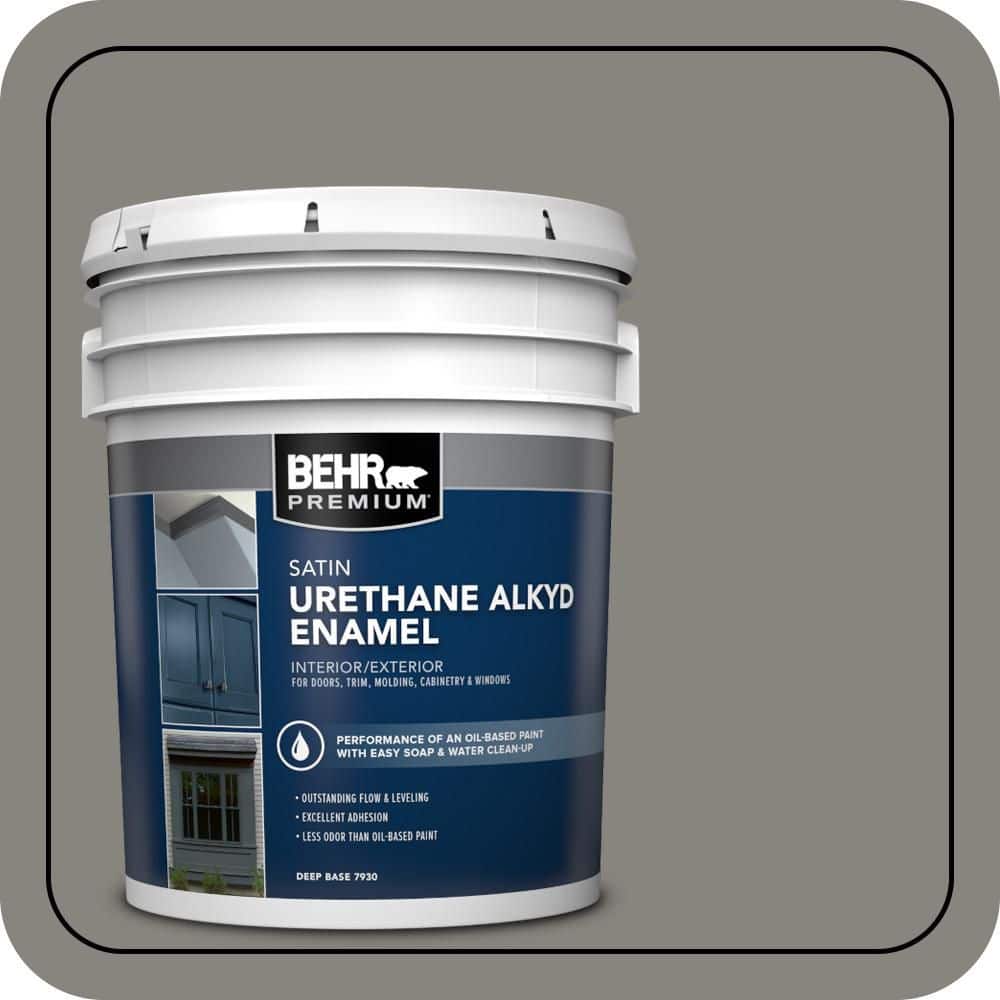 BEHR PREMIUM 5 gal. #PPU24-07 Barnwood Gray Urethane Alkyd Satin Enamel Interior/Exterior Paint