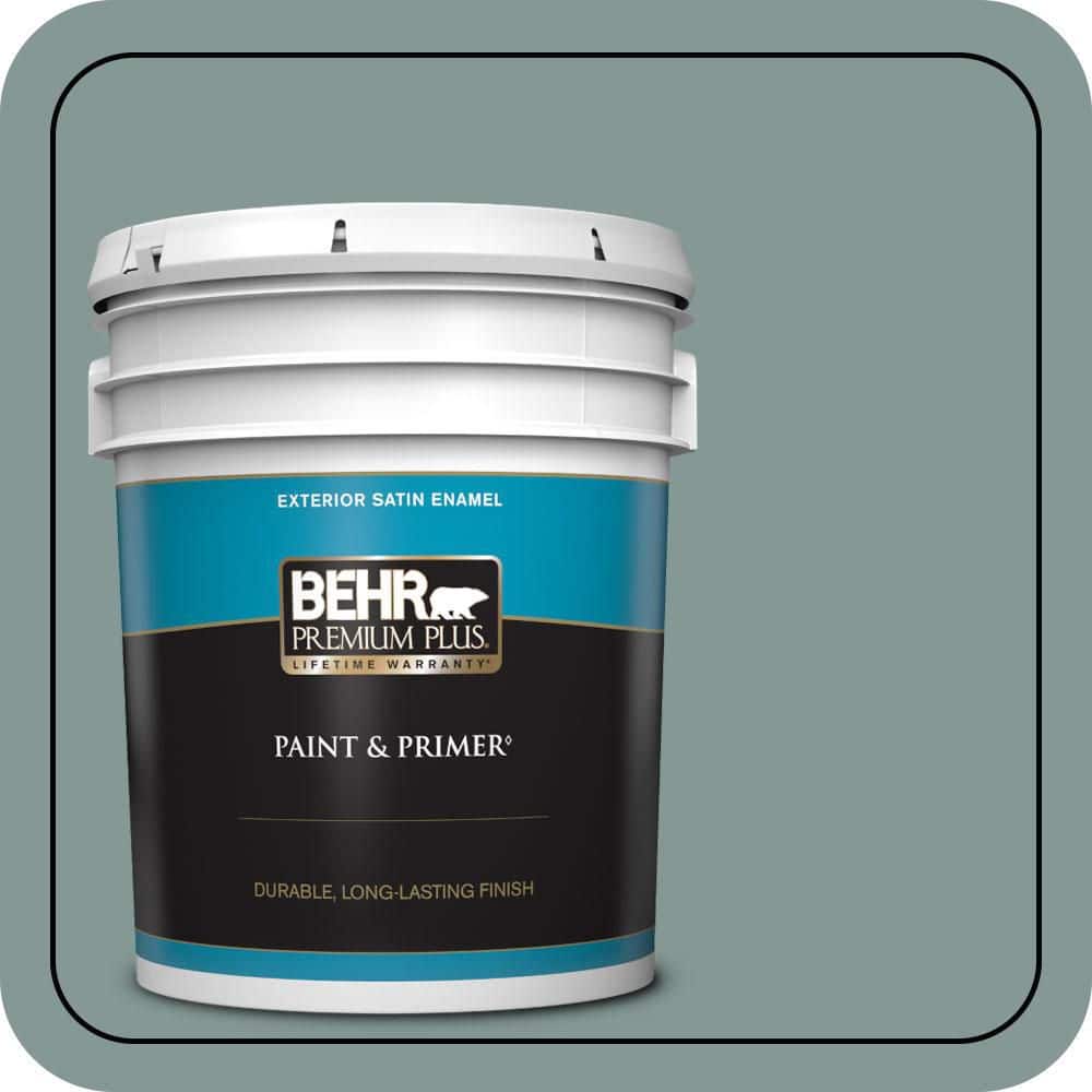 BEHR PREMIUM PLUS 5 gal. #T18-15 In The Moment Satin Enamel Exterior Paint & Primer