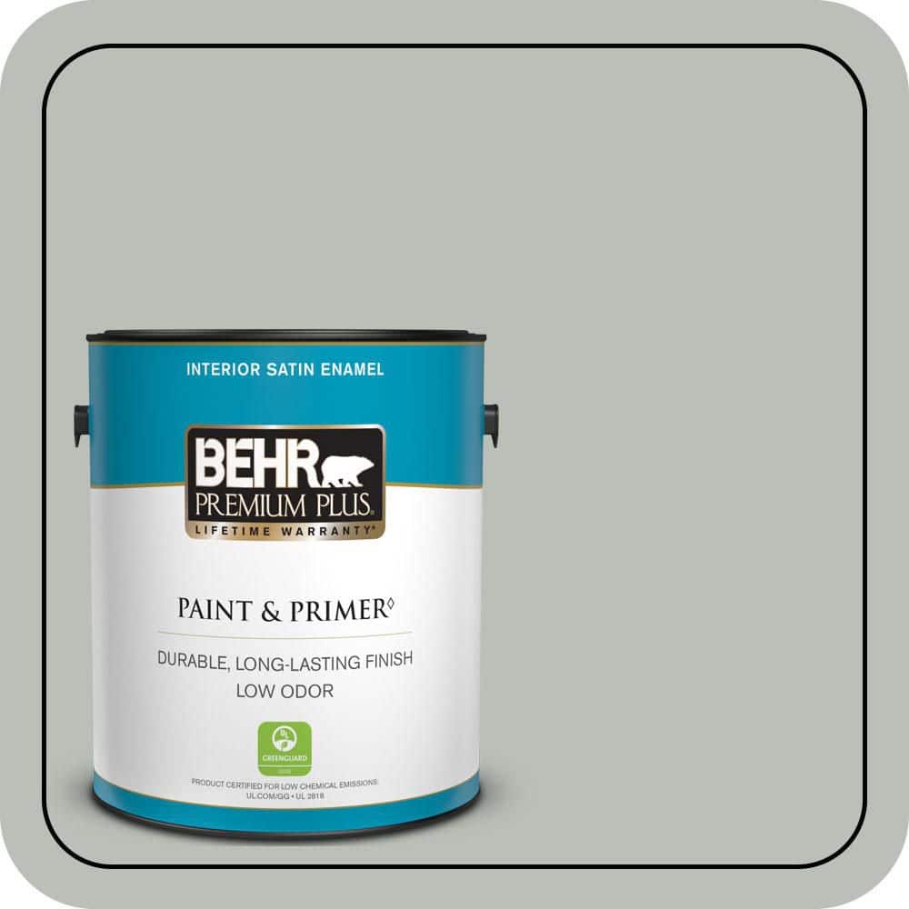BEHR PREMIUM PLUS 1 gal. #T16-11 Celadon Satin Enamel Low Odor Interior Paint & Primer (1)