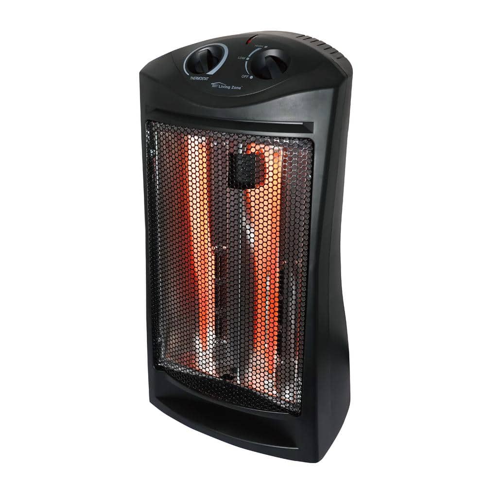 living zone 1500-Watt Black Electric Tower Quartz Infrared Space Heater with Thermostat (2)