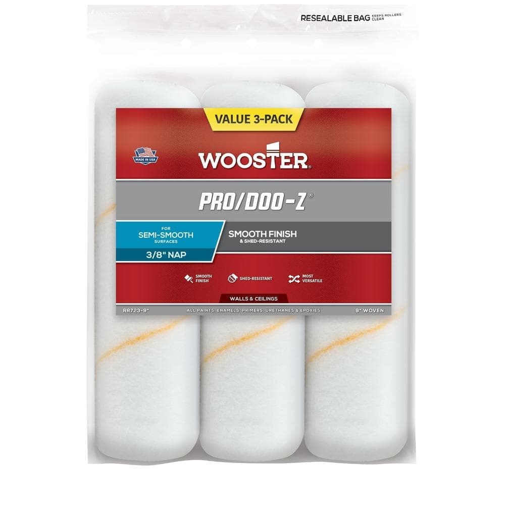 Wooster 9 in. x 3/8 in. Pro/Doo-Z High-Density Woven Roller Cover (3-Pack) (1)