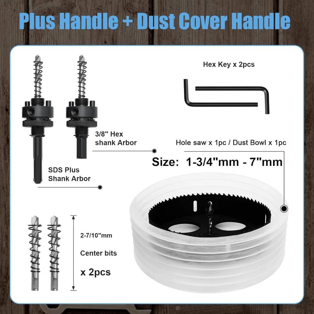 Unbranded 7-Bi-Metal Hole Saw with Dust Bowl for LED Recessed Ceiling Lighting and Wood Metal Drywall Can Lights (2)