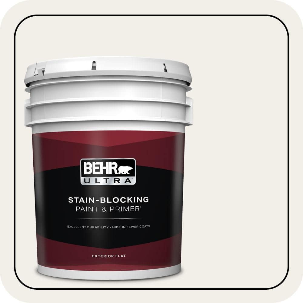 BEHR ULTRA 5 gal. #W-F-610 White Fur Flat Exterior Paint & Primer