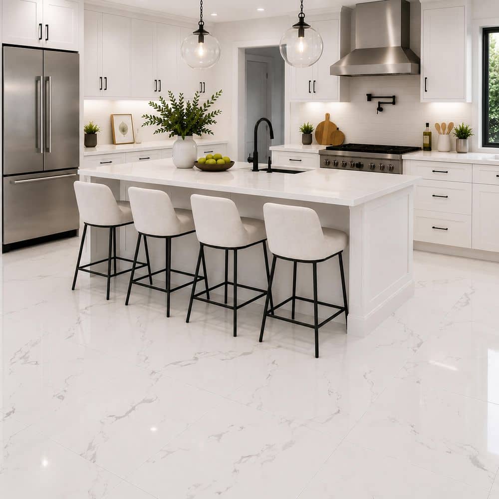 Home Decorators Collection Carrara 24 in. x 24 in. Polished Porcelain Floor and Wall Tile (4 sq. ft./Each) (4)