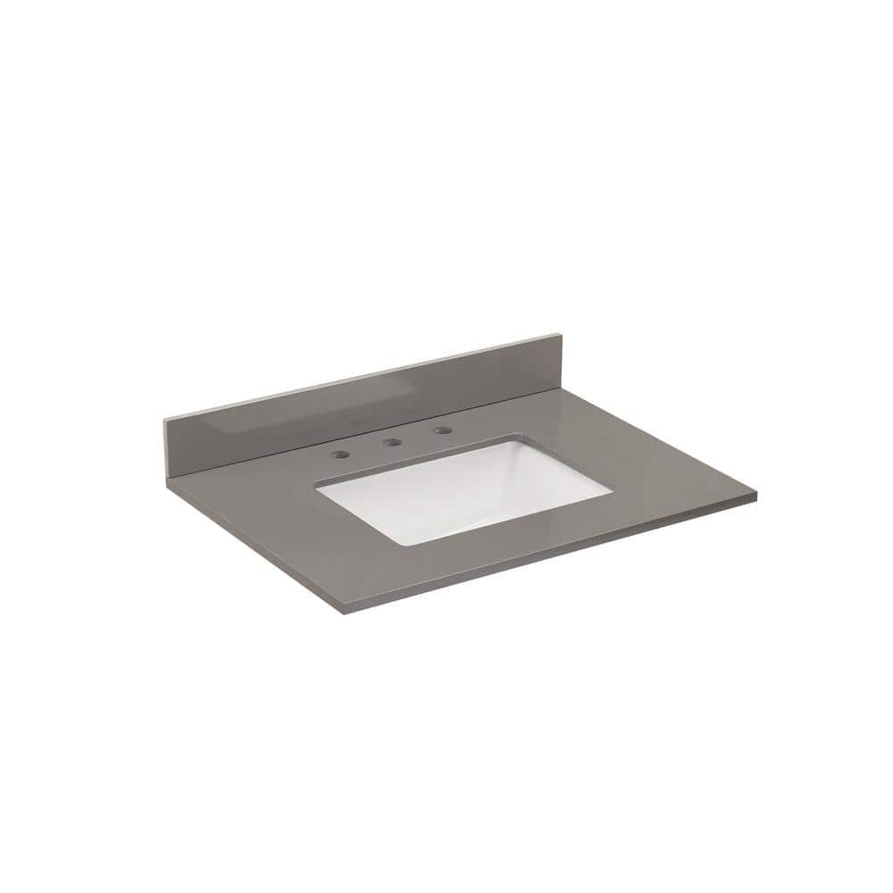 Altair Madrid 31 in. W x 22 in. D Composite Stone Vanity Top in Concrete Grey with White Rectangular Single sink (1)