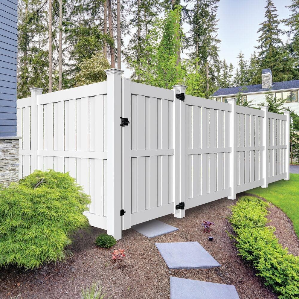 Barrette Outdoor Living Whitney 4 ft. x 6 ft. White Vinyl Shadowbox Fence Gate (2)