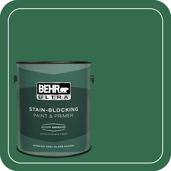 BEHR ULTRA 1 gal. #S-H-460 Chopped Chive Extra Durable Semi-Gloss Enamel Interior Paint & Primer (2)