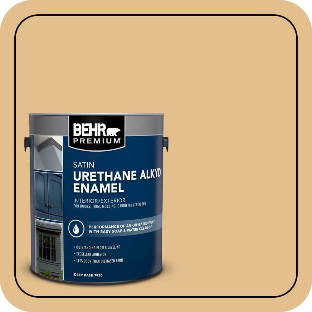BEHR PREMIUM 1 gal. #330D-4 Warm Muffin Urethane Alkyd Satin Enamel Interior/Exterior Paint