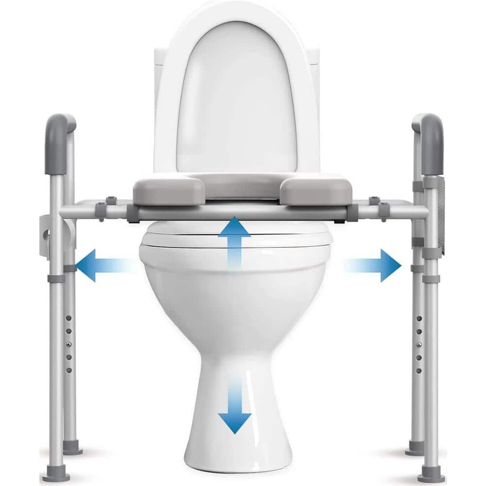 Adrinfly 28 in. Padded Toilet Seat Risers for Seniors with Handles-Width and Height Adjustable, Up to 350lbs (1)