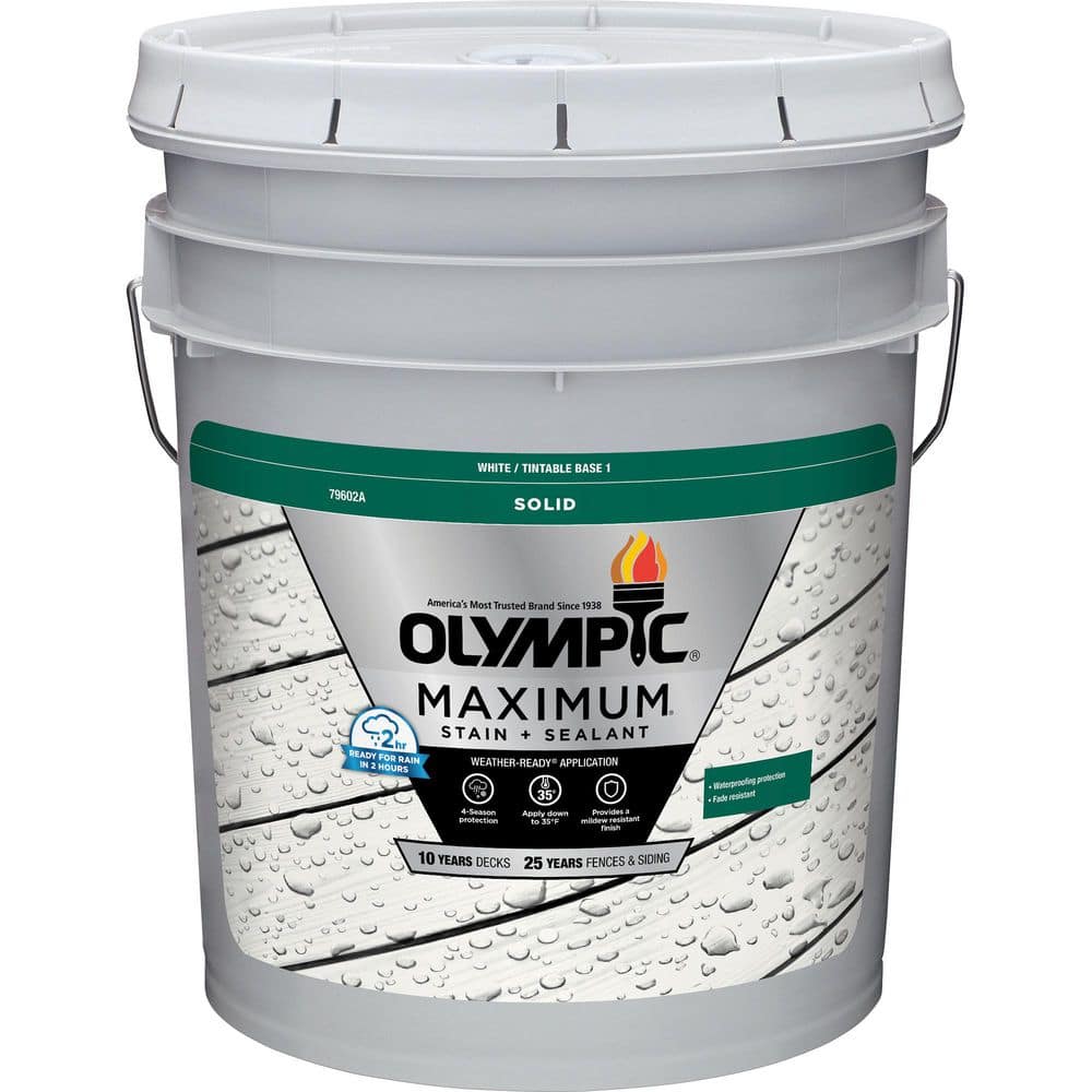 Olympic Maximum 5 gal. White/Base 1 Solid Color Exterior Stain and Sealer in One