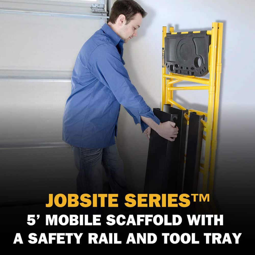 MetalTech Jobsite Series 3.3 ft. L x 6.3 ft. H x 2.6 ft. D Scaffold Work Platform with Safety Rail and Tool Tray, 900 lb. Capacity (2)