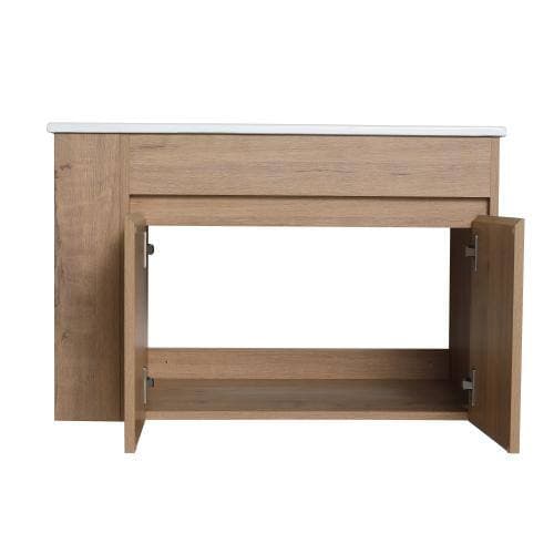 Adrinfly 29.13 in. Wall-Mounted Bath Vanity Cabinet with Adjustable Open Shelf and 45° Comfort Handle without Top in Oak Brown (2)