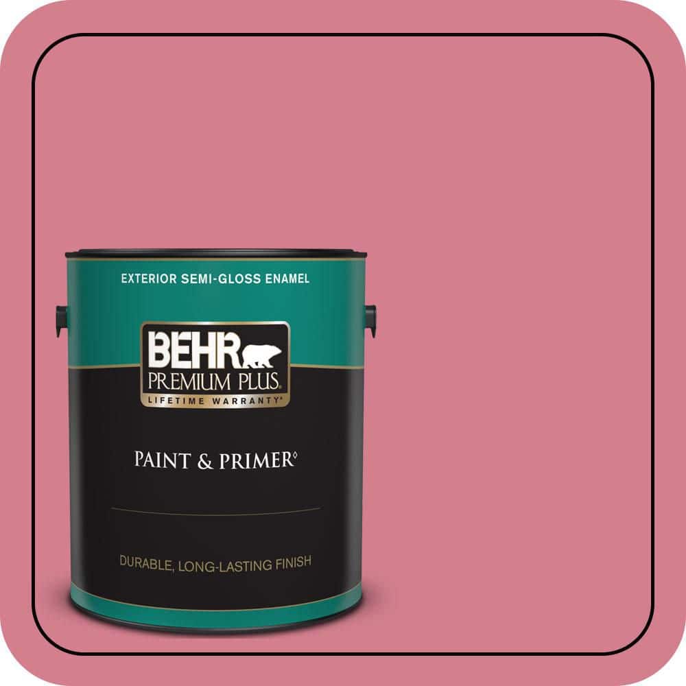 BEHR PREMIUM PLUS 1 gal. #P140-4 I Pink I Can Semi-Gloss Enamel Exterior Paint & Primer