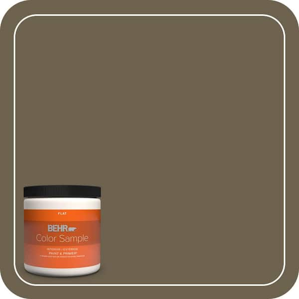 BEHR PREMIUM PLUS 8 oz. #N310-7 Classic Bronze Flat Interior/Exterior Paint & Primer Color Sample (2)