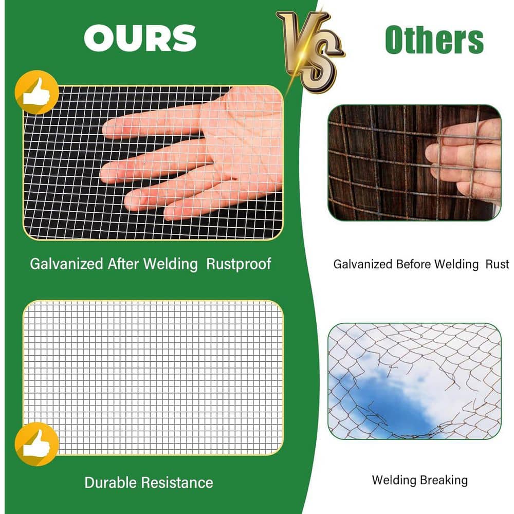 Unbranded Heavy Duty 1/2 inch 16in x 25ft 19 Gauge Galvanized Hardware Cloth Chicken Wire Mesh Roll for Garden Fencing and Cages (3)