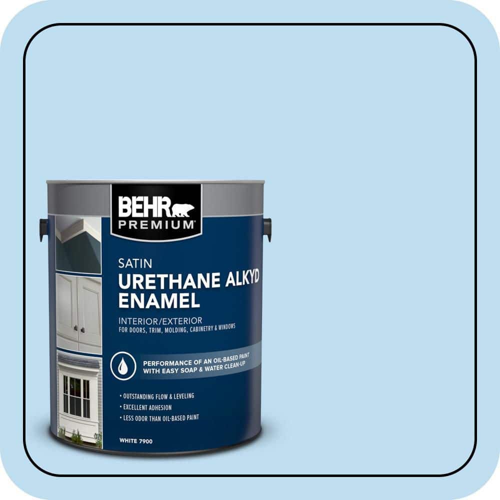 BEHR PREMIUM 1 gal. #550A-2 Tropical Pool Urethane Alkyd Satin Enamel Interior/Exterior Paint