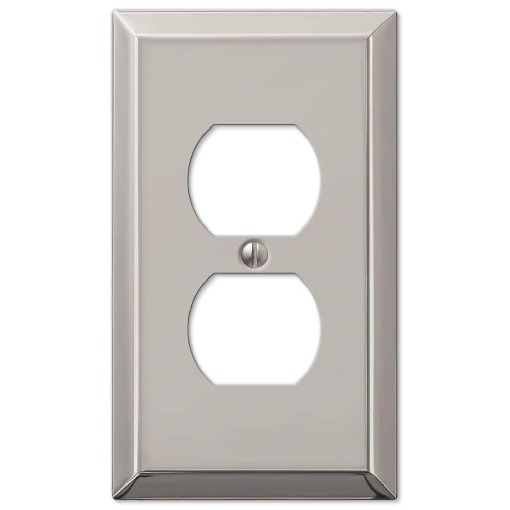 AMERELLE Metallic 1 Gang Duplex Outlet Steel Wall Plate - Polished Nickel