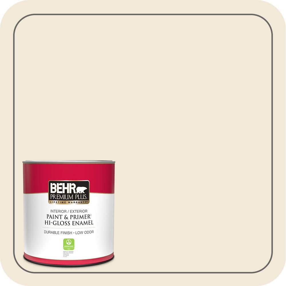 BEHR PREMIUM PLUS 1 qt. #PPH-06 Rice Drink Hi-Gloss Enamel Interior/Exterior Paint & Primer