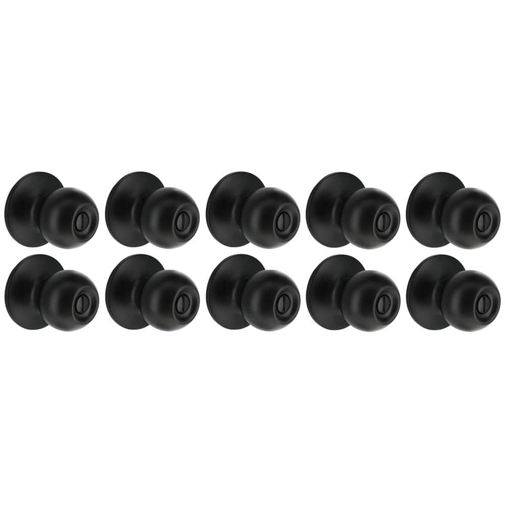 Defiant Saturn Matte Black Bed/Bath Door Knob (10-Pack)