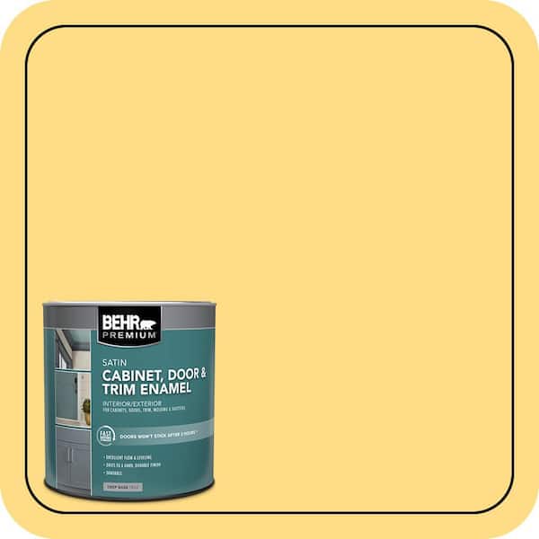 BEHR PREMIUM 1 qt. #340B-5 Yellow Brick Road Satin Enamel Interior/Exterior Cabinet, Door & Trim Paint (2)