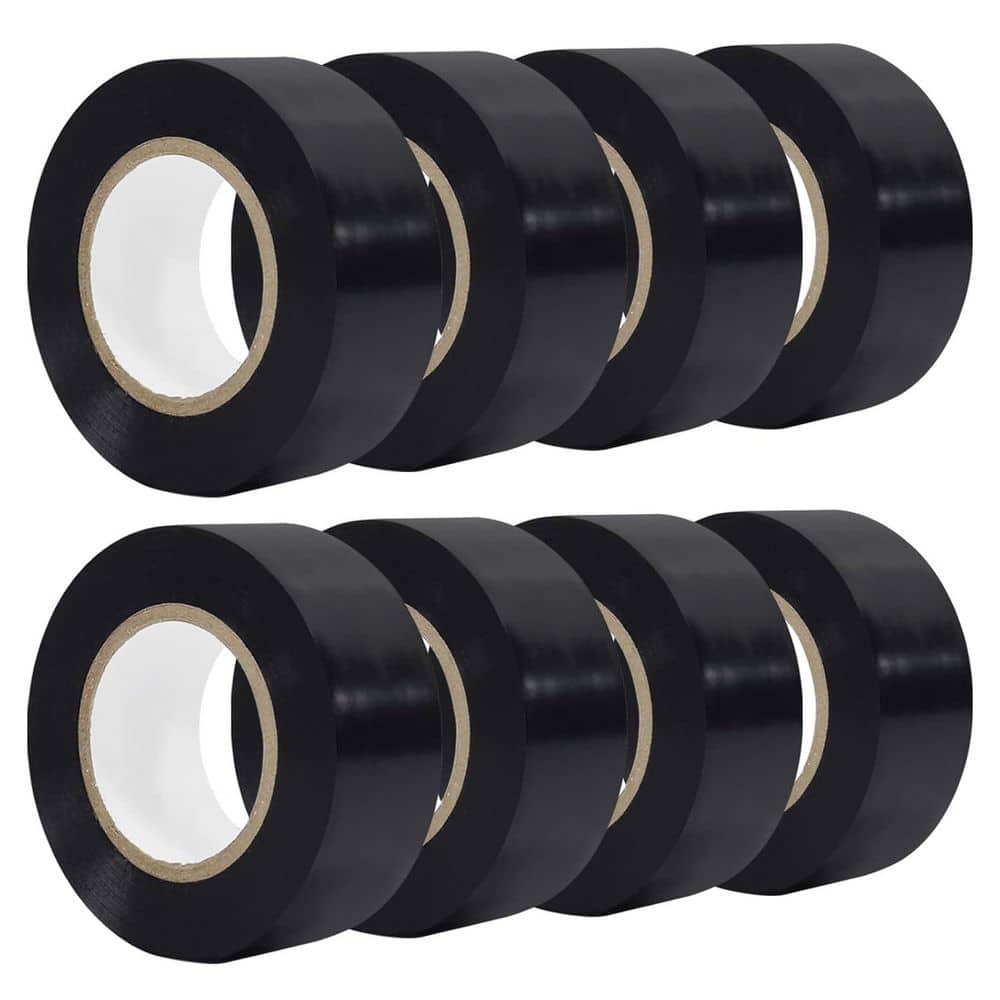 Yichuhaoxi 1 x 66 ft. Electrical Insulating Tape Black 8 Rolls Indoor Outdoor Electric Tape for Wire and Cable (1)