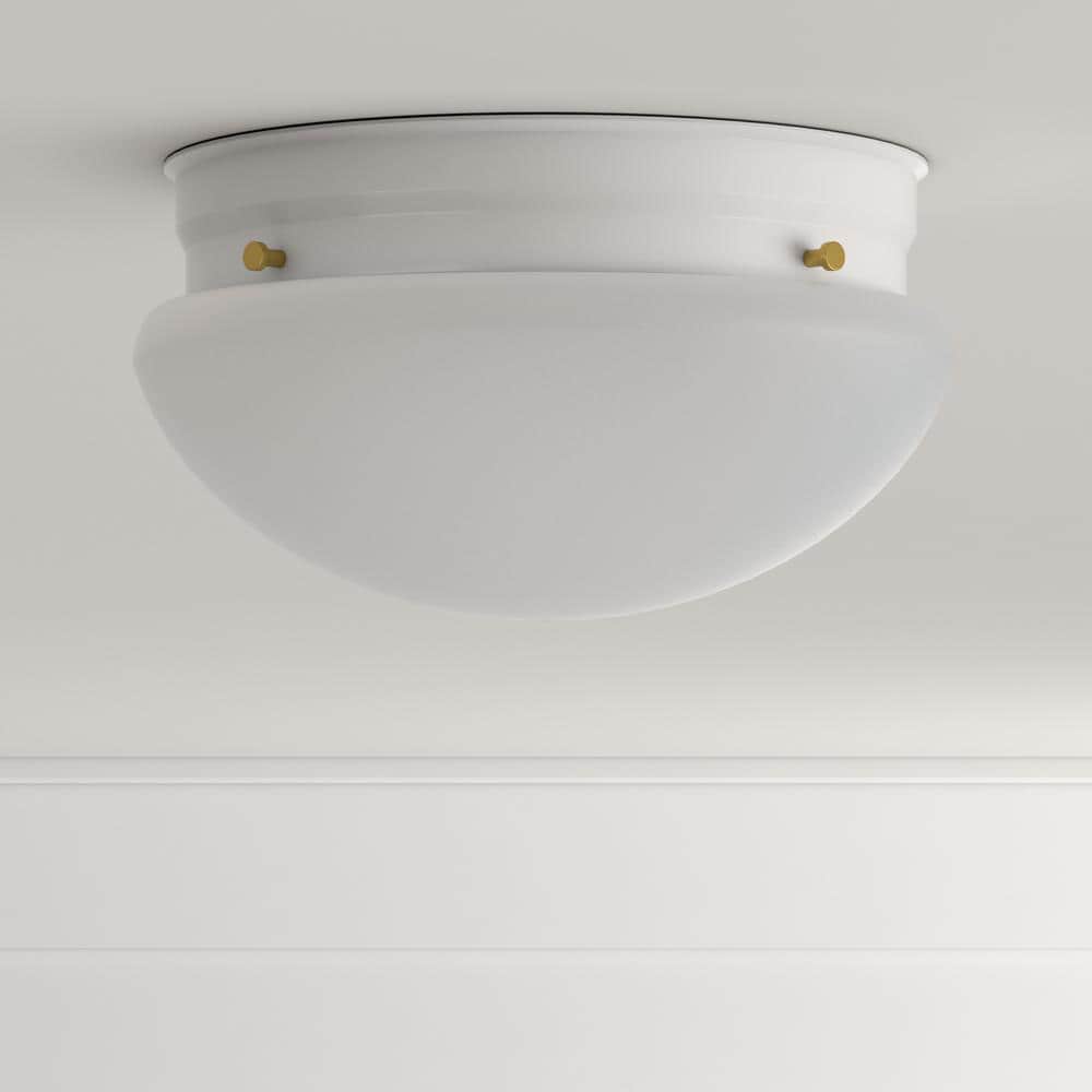 Hampton Bay 9 in. 2-Light White Mushroom Flush Mount (4)