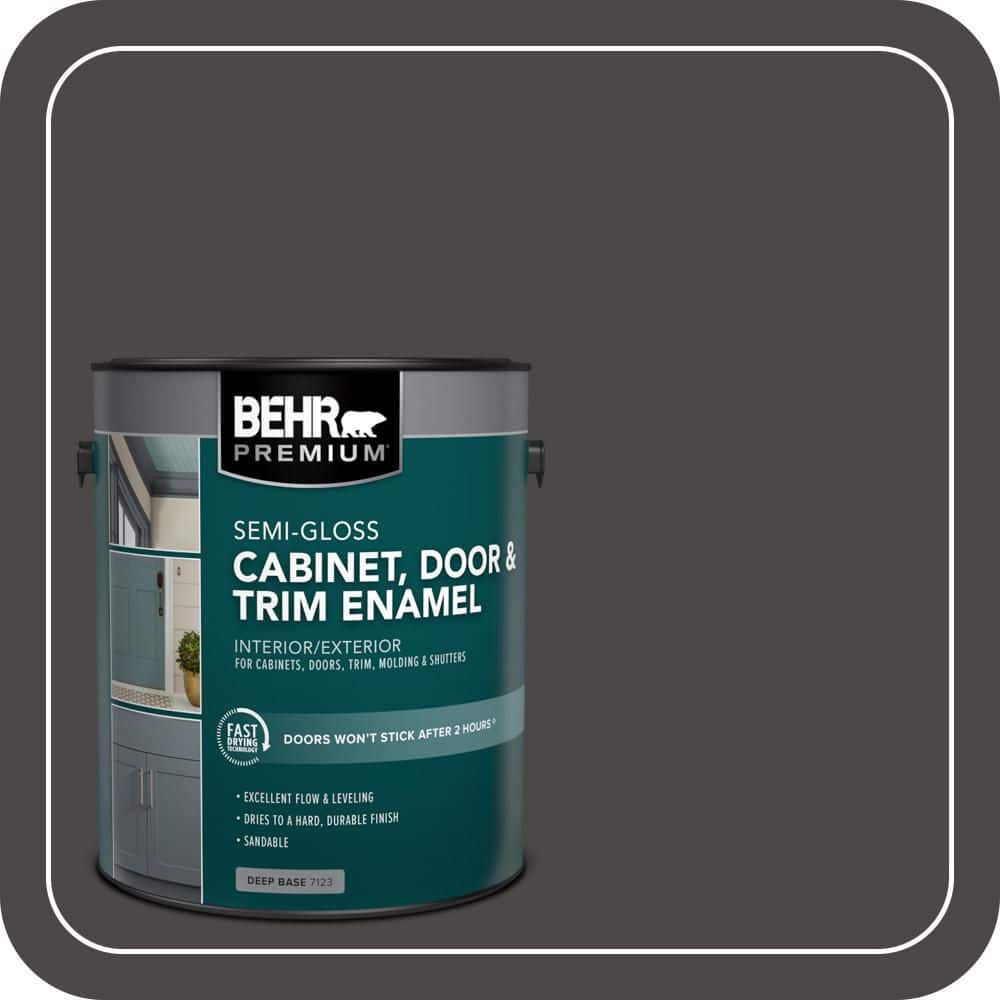 BEHR PREMIUM 1 gal. #HDC-CL-14A Warm Onyx Semi-Gloss Enamel Interior/Exterior Cabinet, Door & Trim Paint