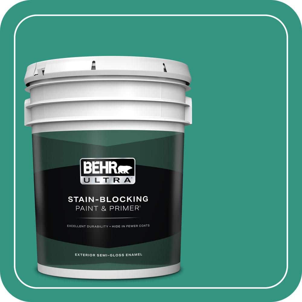 BEHR ULTRA 5 gal. #P440-6 Esmeralda Semi-Gloss Enamel Exterior Paint & Primer