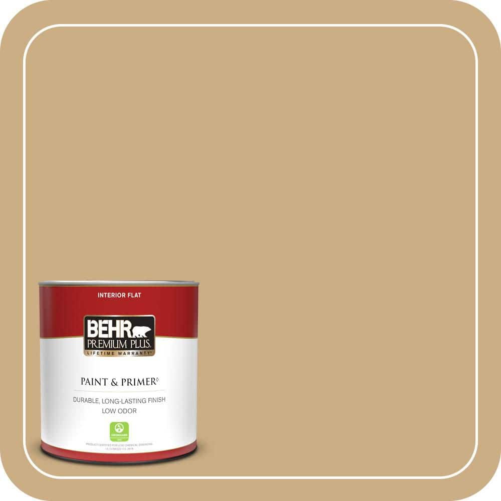 BEHR PREMIUM PLUS 1 qt. #MQ2-13 Harvest Home Flat Low Odor Interior Paint & Primer