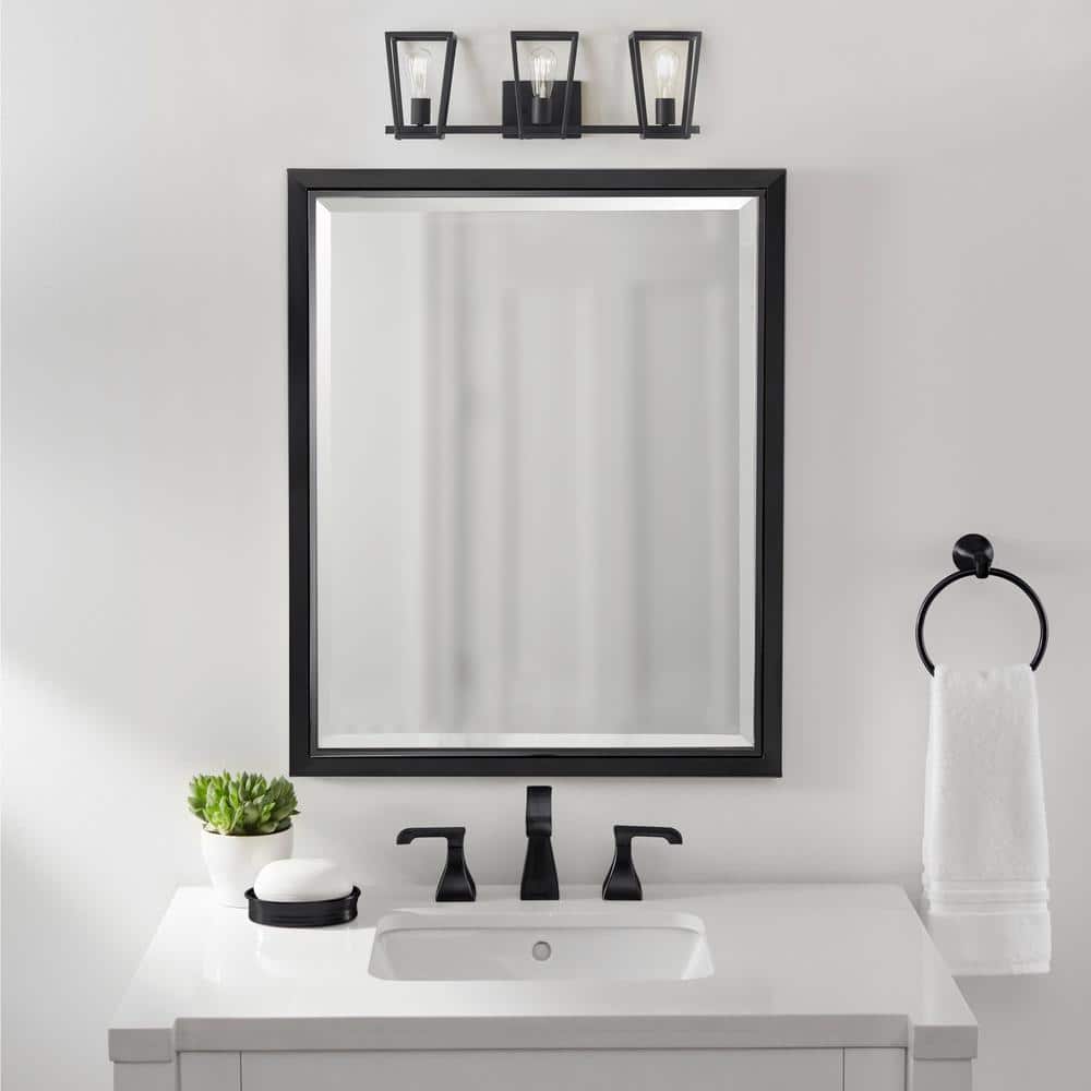 Home Decorators Collection Hazel Heights 24 in. 3-Light Black Rustic Farmhouse Bathroom Vanity Light (4)