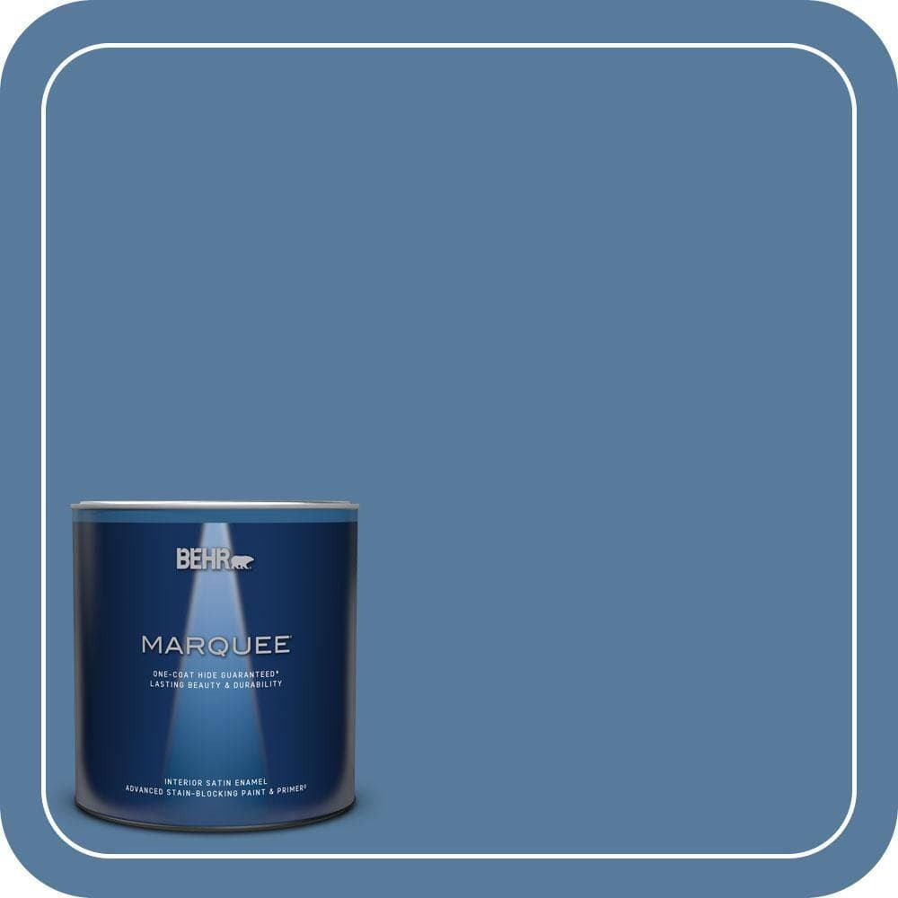 BEHR MARQUEE 1 qt. #PPU14-02 Glass Sapphire One-Coat Hide Satin Enamel Interior Paint & Primer (1)