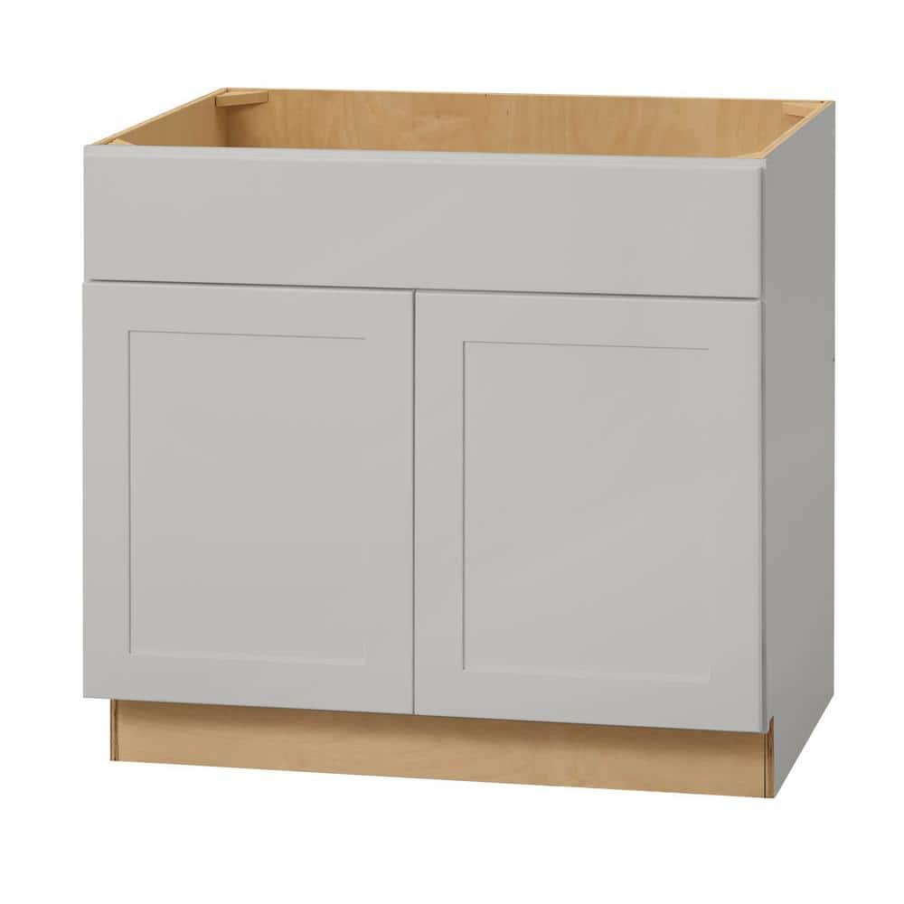 Hampton Bay Avondale 36 in. W x 24 in. D x 34.5 in. H Ready to Assemble Plywood Shaker Sink Base Kitchen Cabinet in Dove Gray