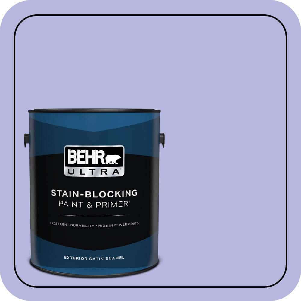 BEHR ULTRA 1 gal. #P550-3 Lavender Cloud Satin Enamel Exterior Paint & Primer