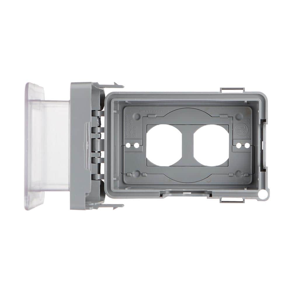 Commercial Electric 1-Gang Extra Duty Non-Metallic Low Profile While-In-Use Weatherproof Horizontal/Vertical Receptacle Cover, Gray (3)