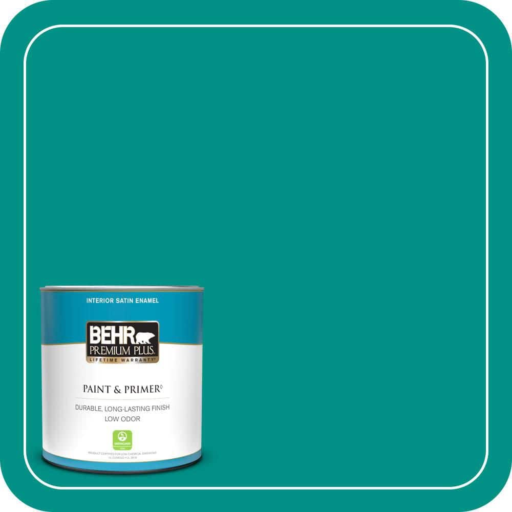 BEHR PREMIUM PLUS #490B-6 Emerald Coast Interior/Exterior Paint & Primer Color Sample (1)