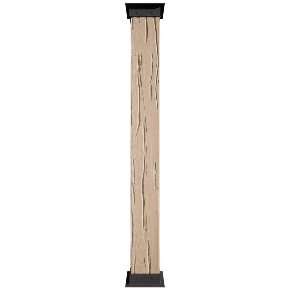 Ekena Millwork 10 ft. Endurathane Faux Wood Non-Tapered Square Column Wrap with Faux Iron Capital and Base (2)