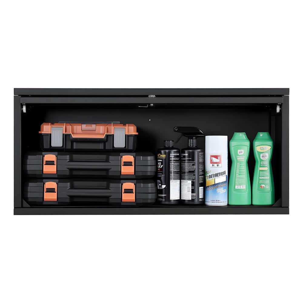 Volenca Metal Wall Cabinet 27.56x12.01x14.02 in, Up-Flip Door, 120 Lbs per Shelf, Floating Tool Cabinet (3)