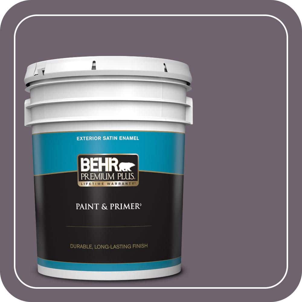 BEHR PREMIUM PLUS 5 gal. #670F-6 Vintage Grape Satin Enamel Exterior Paint & Primer