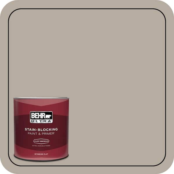 BEHR ULTRA 1 qt. #PPU18-13 Perfect Taupe Extra Durable Flat Interior Paint & Primer (2)