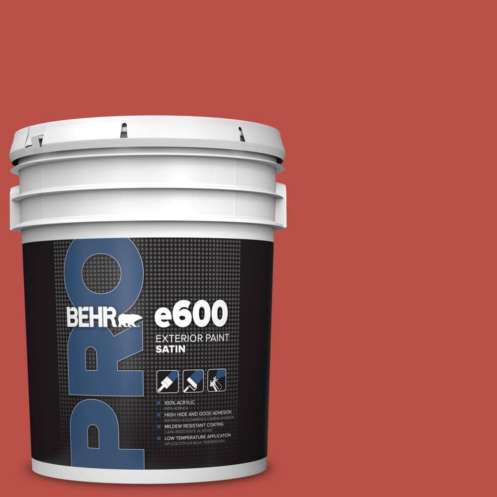 BEHR PRO 5 gal. #HDC-MD-16 Cherry Red Satin Exterior Paint