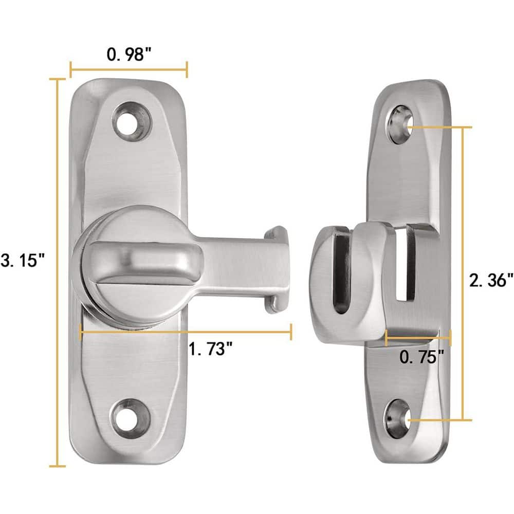 Unbranded Barn Door Latch 90/180 Degree Gate Lock Zinc Alloy Right Angle Flip Hardware Sliding Door Lock Silver (2)