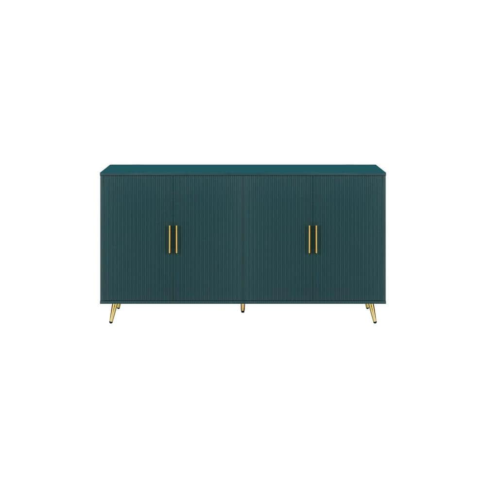 Unbranded 60 in. W x 15.7 in. D x 32.3 in. H Antique Green Freestanding Linen Cabinet with 4-Doors and 1 Shelf for Bathroom