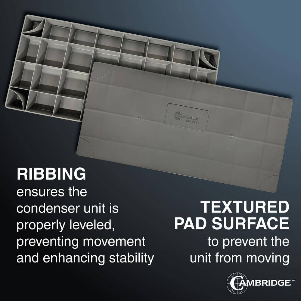 Cambridge 18 in. x 38 in. x 3 in. Polypropylene Condenser Mounting Pad for Mini Split Outdoor Units Gray (3)