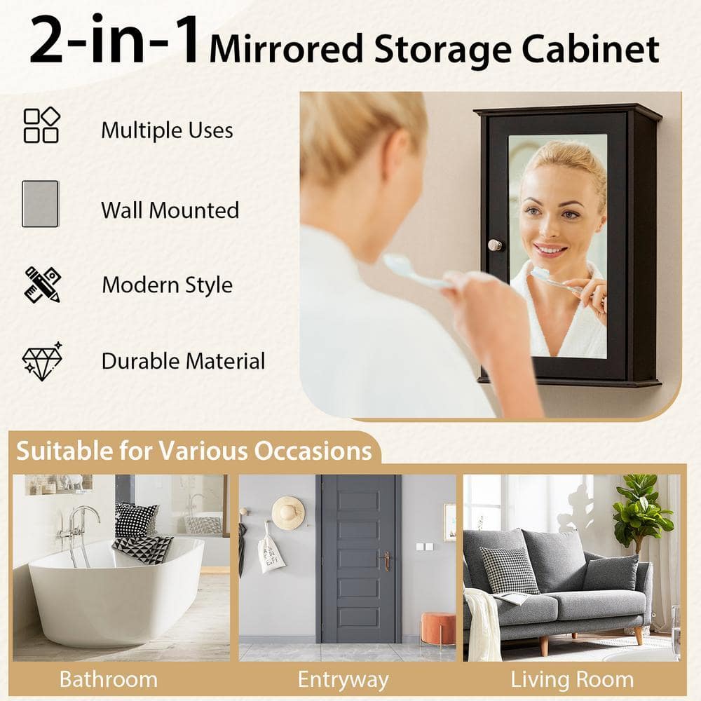 Volenca 13.5 in. W x 6 in. D x 16.5 in. H Wall Mounted Bathroom Storage Wall Cabinet in Black (2)