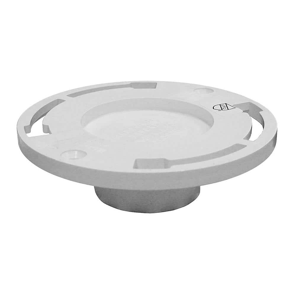 JONES STEPHENS 7 in. O.D. Plumbfit PVC Water Closet (Toilet) Flange With Knockout, Fits Inside 3 in. Schedule 40 DWV Pipe