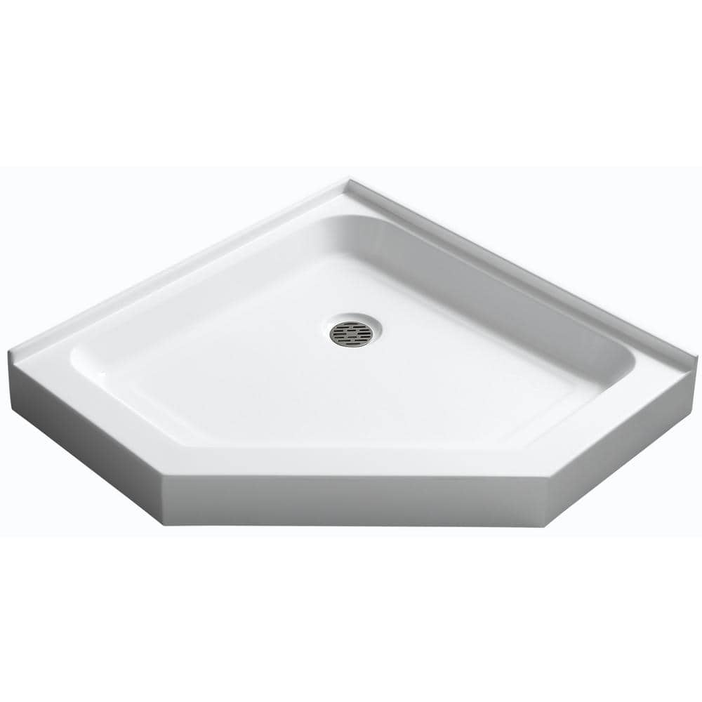ANZZI Randi Base Series 36 in. L x 36 in. W Corner Shower Shower Pan Base with Center Drain in Glossy White Marine Acrylic (1)