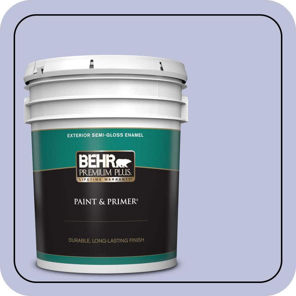 BEHR PREMIUM PLUS 5 gal. #610A-3 Lavender Sachet Semi-Gloss Enamel Exterior Paint & Primer