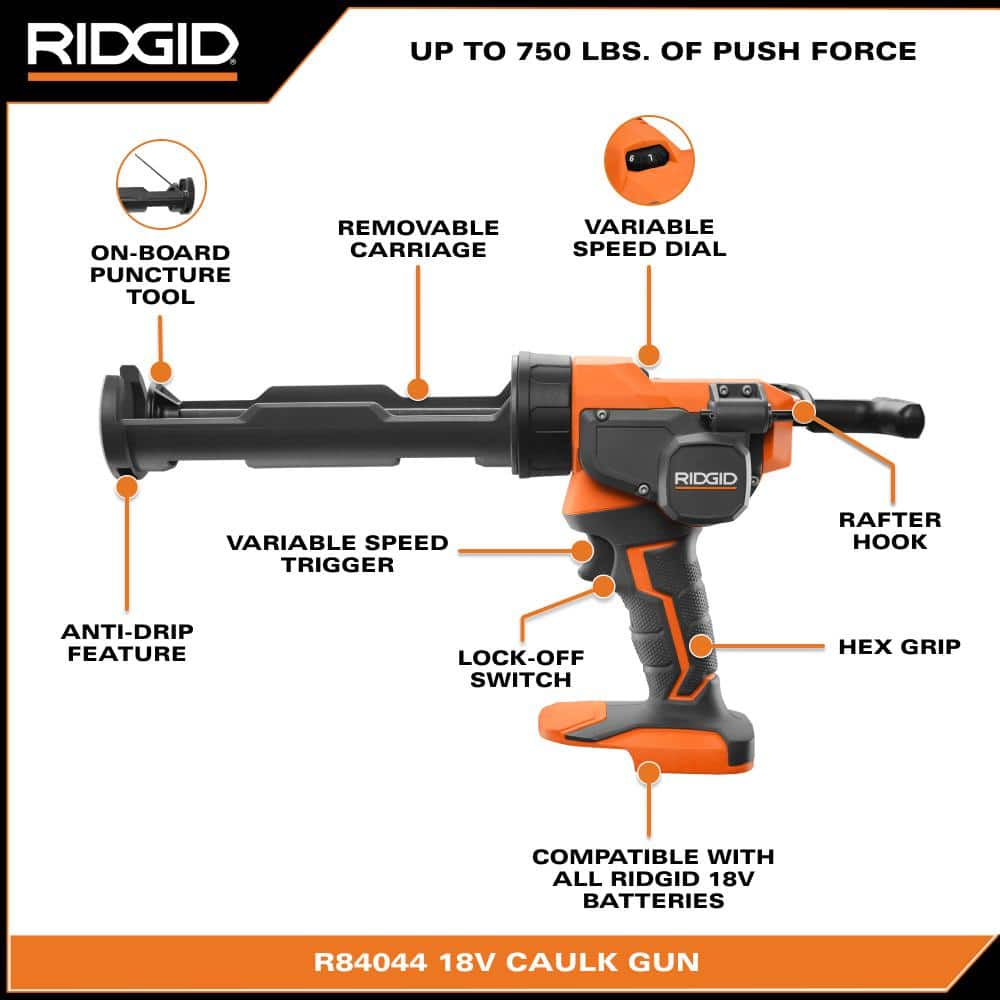 RIDGID 18V Cordless 10 oz. Caulk Gun and Adhesive Gun (3)